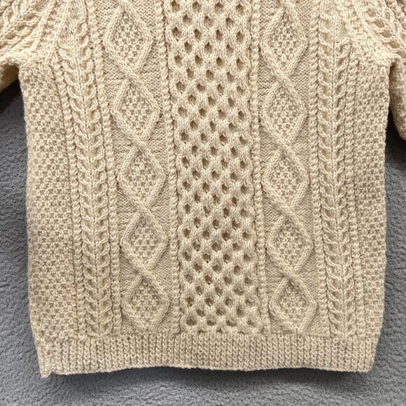 Vintage Mens Irish Fisherman Sweater KAM Knitwear Aran Hand Knits Wool 42 Medium - Picture 7 of 14